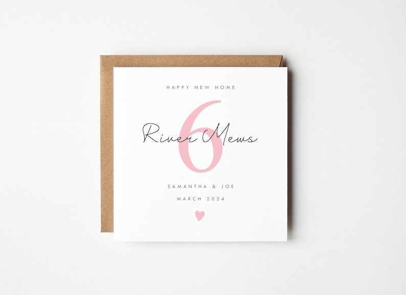 Personalised New Home Card, Happy New Home Card, Heart Colour Choice, Personalise With Names, Address and Date image 4