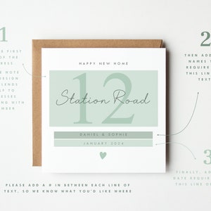 Personalised New Home Card, Happy New Home Card, Heart Colour Choice, Personalise With Names, Address and Date image 8