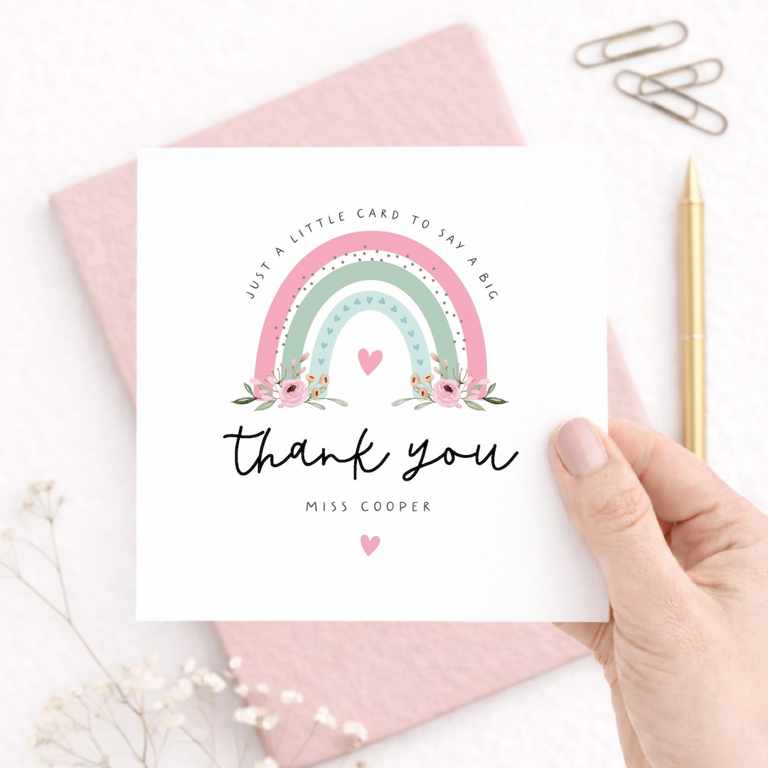 Personalised Teacher Thank You Card, End of Term Teacher Appreciation ...