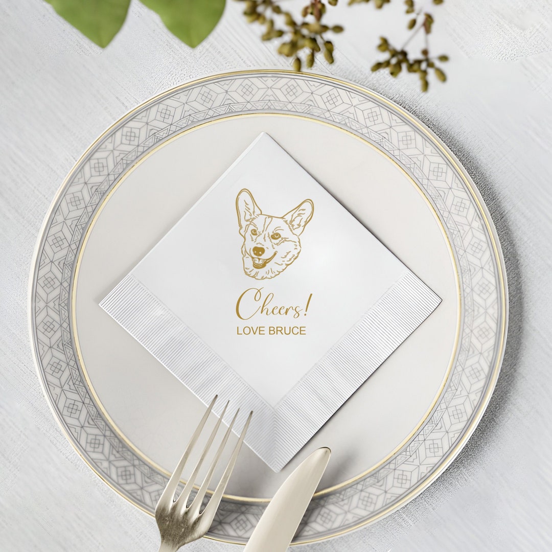 Custom Pet Cocktail Napkins Dog Wedding Napkins Paw Parents Etsy