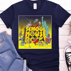 Schulhaus Rocks Cartoon T-Shirt, Retro Throwback T-Shirt, Unisex Grafik T-Shirt, Vintage Animation Shirt, klassisches 70er 80er Jahre T-Shirt