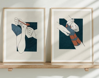 Hand Therapy Anatomy Print, Minimalist Line Art (PDF Download)