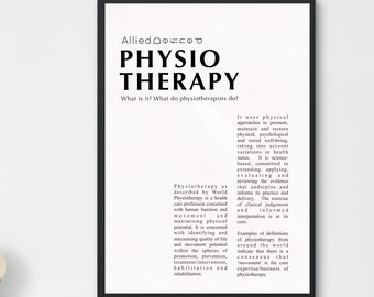 Physiotherapy Definition Art Print, Clinic Office Decor (Digital Download)