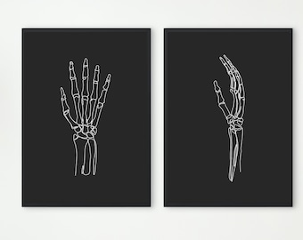 Hand Anatomy Line Art Poster, Therapy Print (Digital Download)