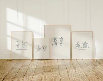 Anatomy Art Poster Bundle, Spine, Hip, Ribs (Digital Download)
