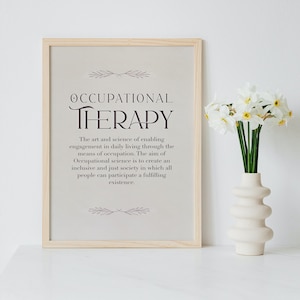 Occupational Therapy definition poster, print, therapist wall art decor, minimalist typography, gift for OT graduation, clinic room office