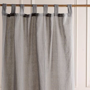 Stripe Boho Curtains Linen Gauze Fabric SET OF 2 Curtains, 5 Colors Custom Sizes Bedroom & Living Room Drapes