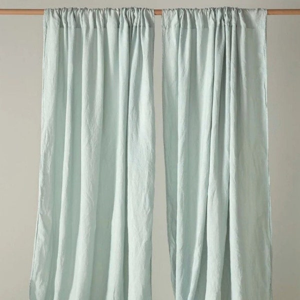 Sage Green Vorhang Panels Boho Fenster drapieren, Handgemachte 2 Panel Vorhänge, Mint Grüne Farbe Lange Baumwolle Vorhang, Baumwolle Fenster drapieren