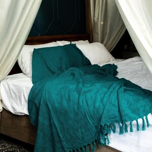 Dark teal bed throw new arrivals