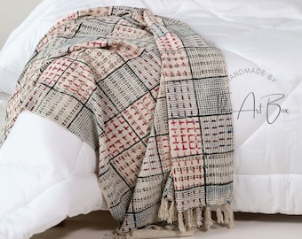 Bohemian Sofa Cover, Hand Loomed Cloth Soft Cotton Blanket Bed Decorative Throws