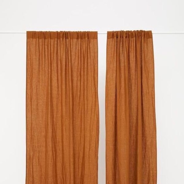 Ensemble de 2 panneaux de rideaux, rideau de poche Rod, rideaux semi-transparents en coton, rideau de chambre, rideau de porte, rideau de fenêtre