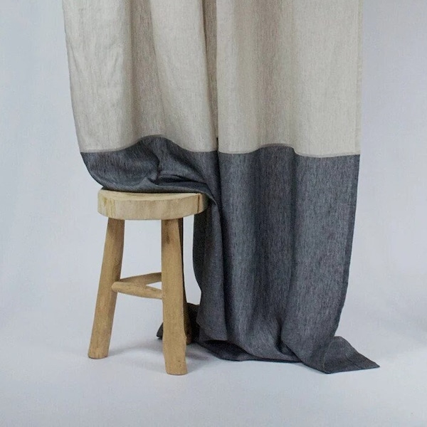 Rideaux de chambre au design scandinave, rideau en lin Multifonctionnel 1 panneau draperie de taille personnalisée pour le salon