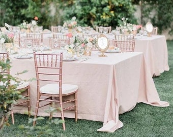 Table cloth In Blush Pink Dining Table Cloth, Wedding Decoration, 100% Cotton Washed Table Cover Custom size