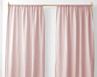 Bohemian Blush Pink Curtain, Solid Panels Door\Window\Shower Curtains, Washed Cotton Wall hanging Curtain Drapes