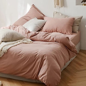 Sunset Pastel Pink Duvet Cover Set Twin/Queen/King Blush Bedding Set for Bedroom Decor