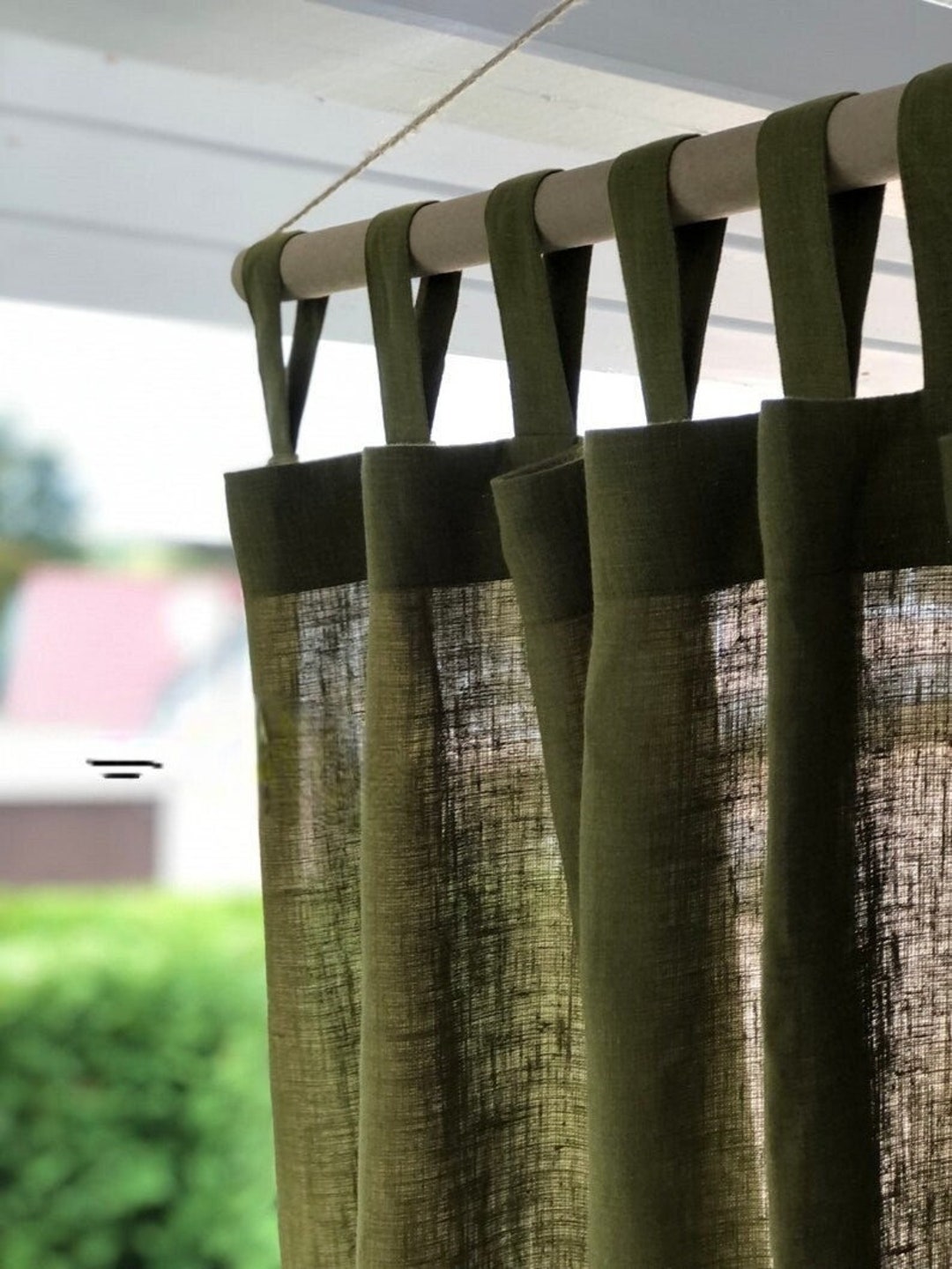 Natural Curtains Olive Green Curtains Drapes Door Curtain 2 Panels Boho Curtains Living Room ...