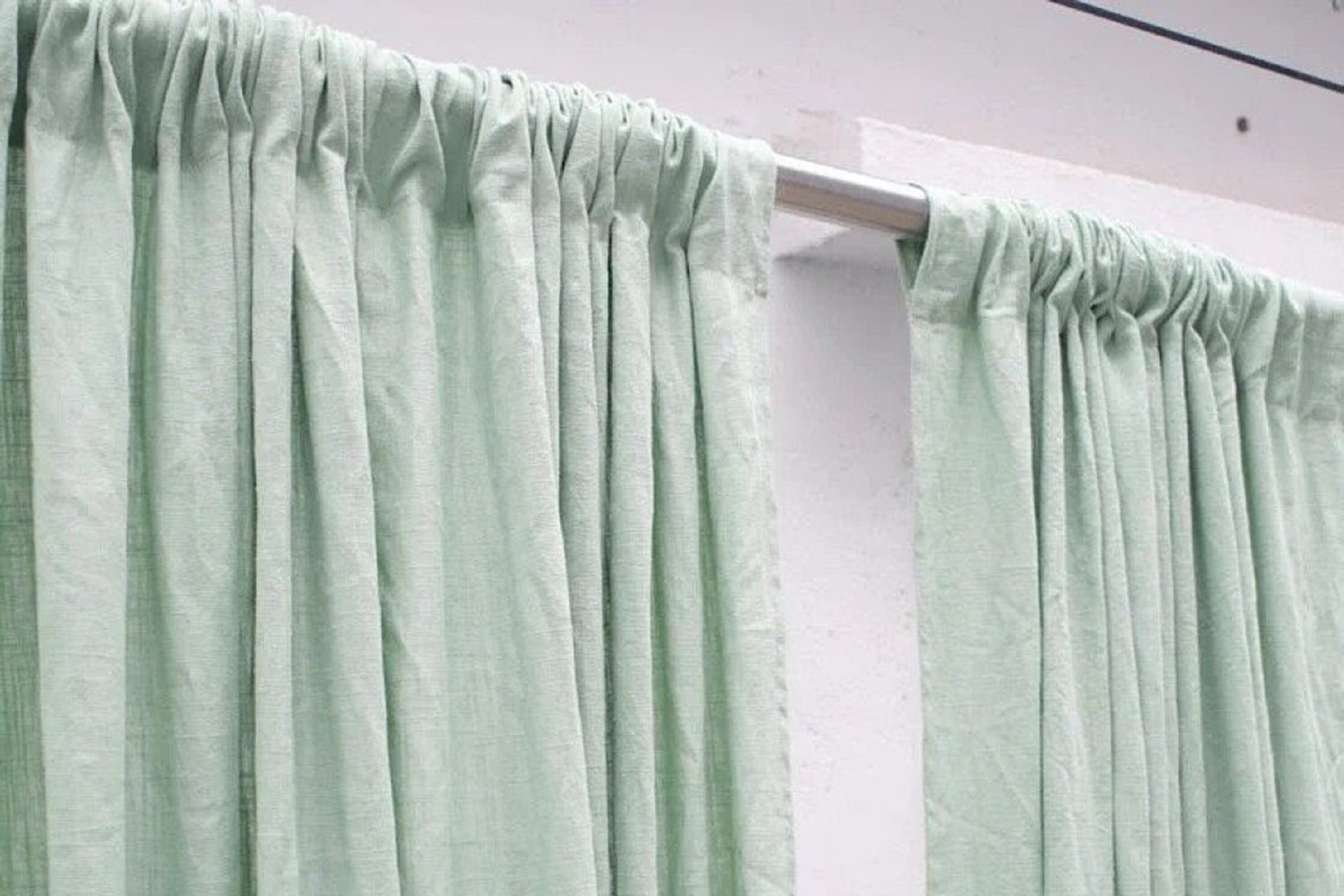 Sage Green Curtain Panels Boho Window Drape Handmade 2 Panel Etsy