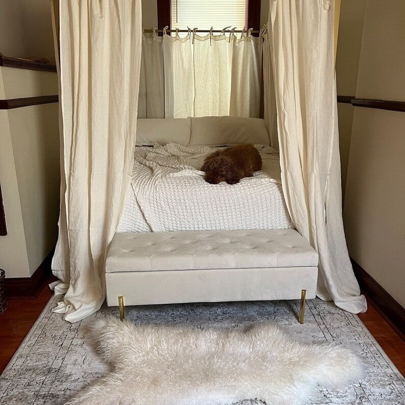 Hippiewild Bed Canopy Drapery Curtains Made of Gauze Linen Etsy