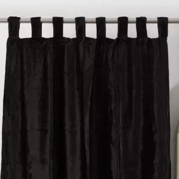 Boho Black Velvet Rideaux Fenêtre / Porte Personnalisée Salon, Chambre, Salle À Manger Rideau De Velours De Luxe