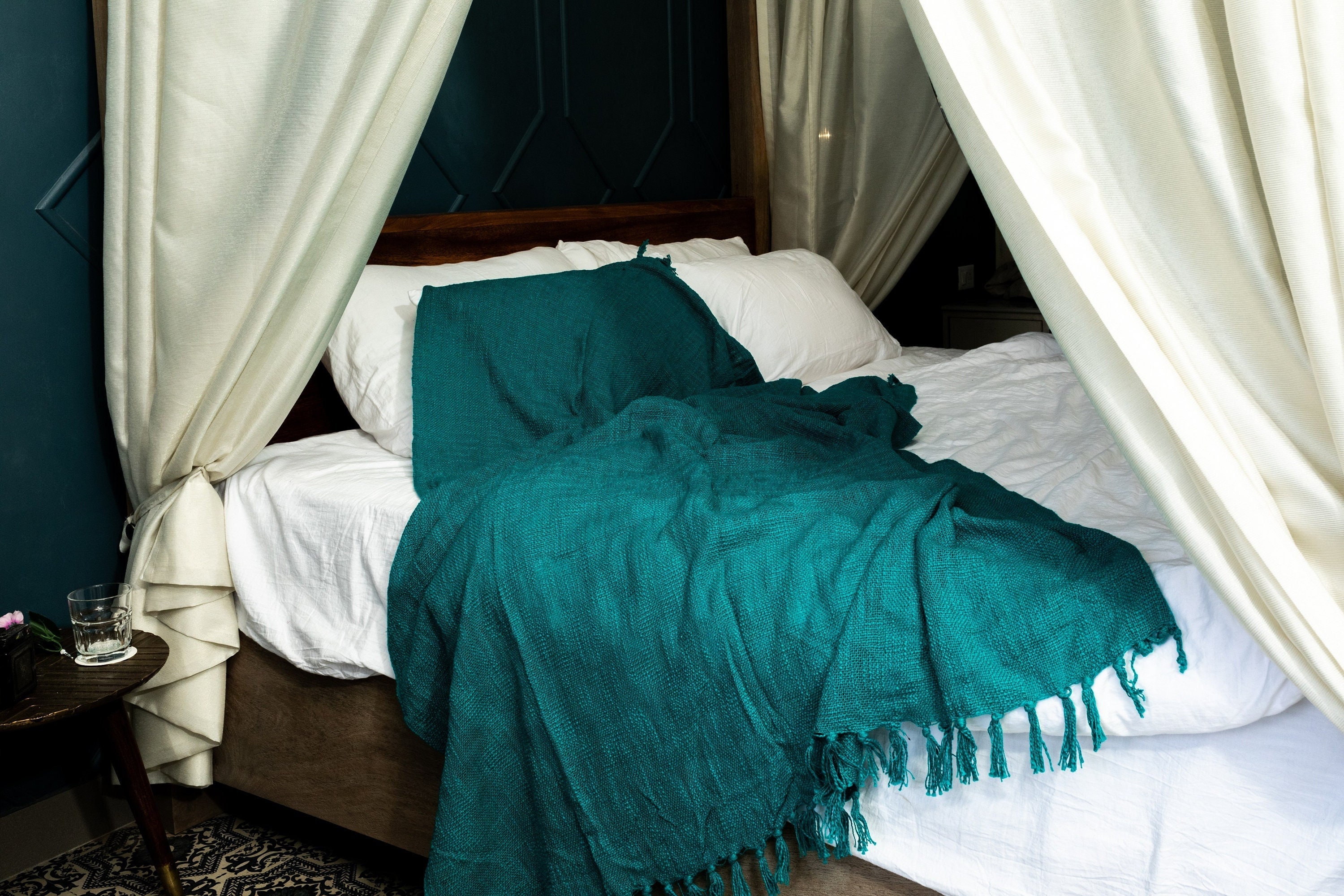 Manta extra suave 220x240 cm cama de 2m color turquesa
