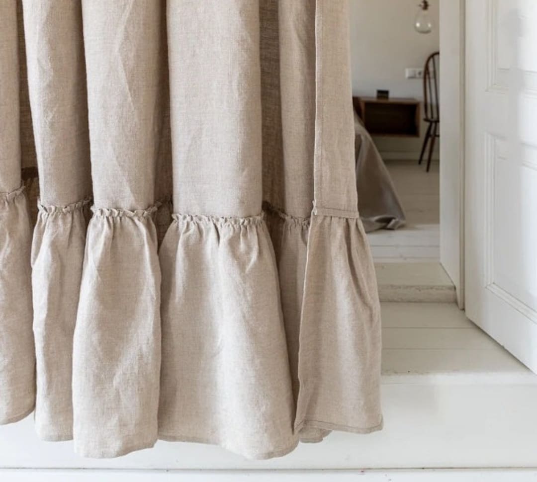 Shabby Chic Interior Door Window Curtains Pair 2pcs Plus Sizes Linen Fabric  Home
