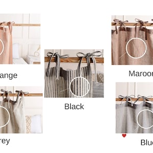 Tie Belt Striped Curtain Linen Fabric Vintage 2 Panels, Gauze Linen Curtains, Custom Sizes, Bedroom & Living Room Drapes image 3