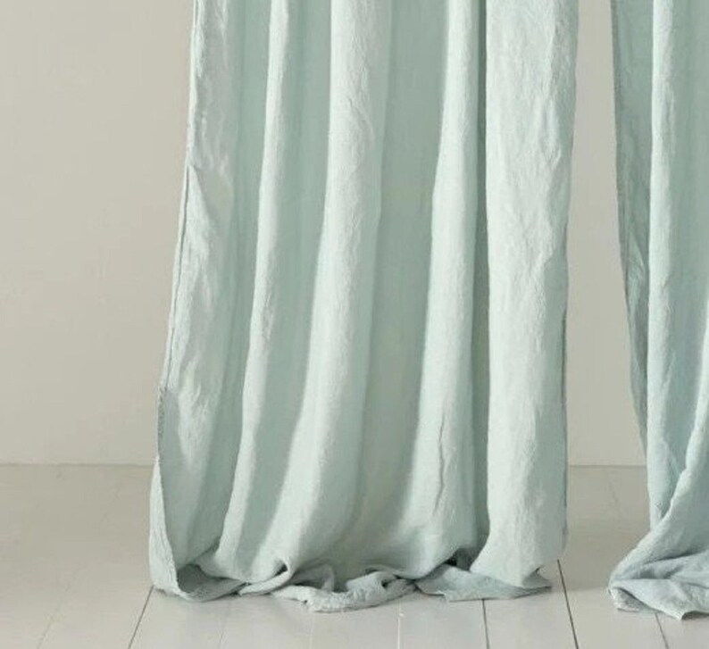 Sage Green Curtain Panels Boho Window Drape Handmade 2 Panel Etsy