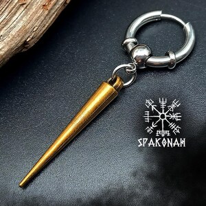 Mono-boucle d'oreille viking en acier inoxydable et métal, avec pointe, légère et agréable - cadeau pour homme /femme