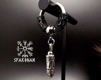 Viking mono-earring "TVÖLDUR" in stainless steel, unique piece from the SELBST collection, light and pleasant