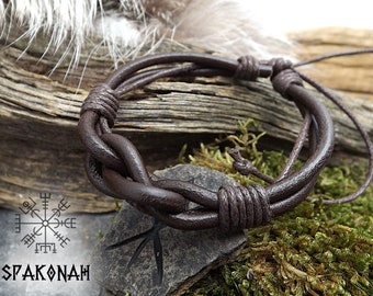 Bracelet viking en cuir pour homme - Cadeau pour papa - saint-valentin - Cadeaux pour anniversaire - Cadeau mari - Cadeaux pour lui
