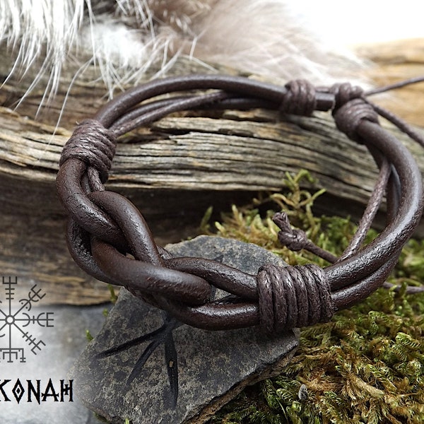 Bracelet viking en cuir pour homme - Cadeau pour papa - saint-valentin - Cadeaux pour anniversaire - Cadeau mari - Cadeaux pour lui