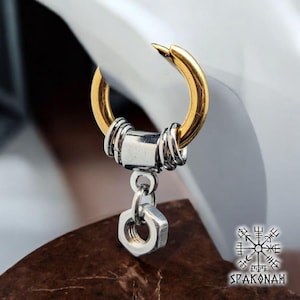 Single Viking Creole Earring in Stainless Steel and Metal - Lightweight and Comfortable - Gift for Men/Women Birthday Gift