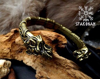 Viking wolf head bracelet - Fenrir bracelet - torque - Nordic - Celtic jewelry - ethnic - Nordic jewelry - Medieval jewelry