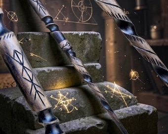 Bacchetta magica fatta a mano – Stile mago, strega e fantasy - Bacchetta magica fatta a mano Mago Strega Pagano Fantasy Rune