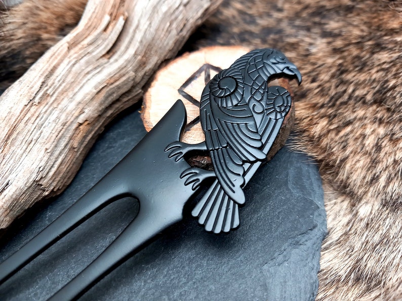 Viking metalen ravenhaarstok haarstok haartoebehoren accessoire voor krijger LARP afbeelding 4