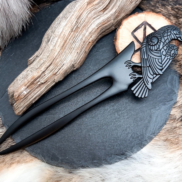 Viking metal raven hair stick - hair stick - hair accessory - accessory for warrior LARP