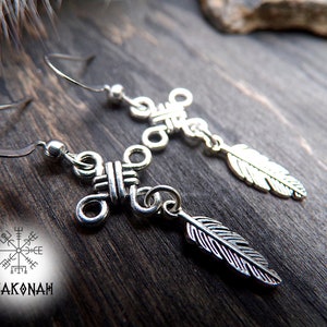 Viking earrings - earrings with feather - Nordic - Celtic - Celtic - warrior - jewelry - ethnic - Nordic jewelry