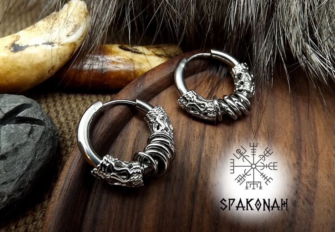 Boucles d'oreilles viking - créole - acier inoxydable - nordique