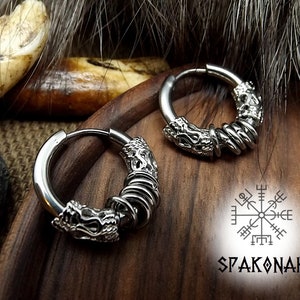 Viking earrings - creole - stainless steel - Nordic - Celtic - warrior - jewelry - ethnic -