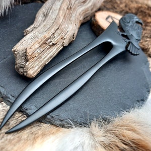 Viking metalen ravenhaarstok haarstok haartoebehoren accessoire voor krijger LARP afbeelding 3