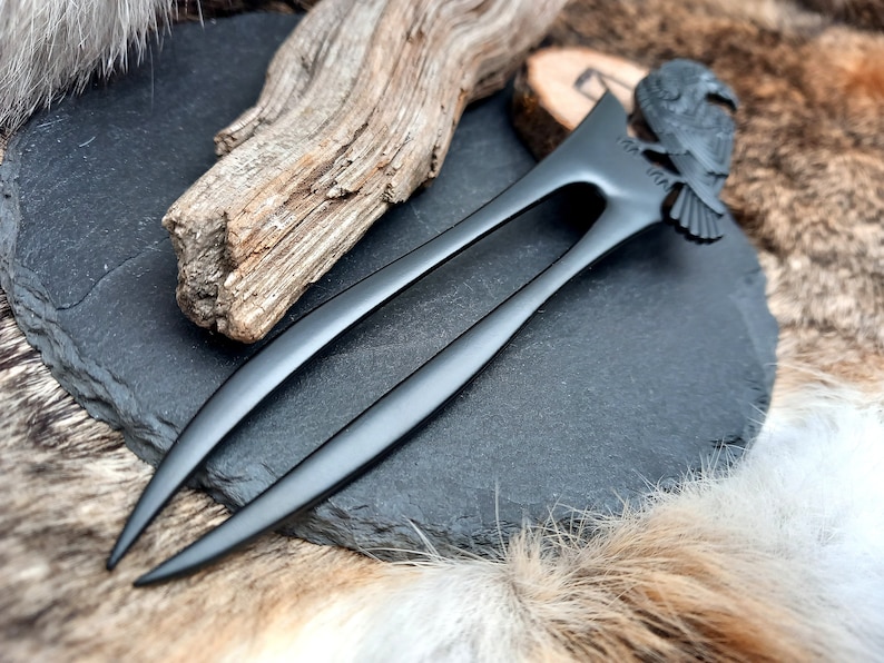 Viking metalen ravenhaarstok haarstok haartoebehoren accessoire voor krijger LARP afbeelding 3