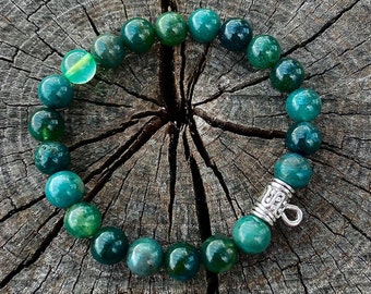 Mossy Woods Agate Beaded Bracelet