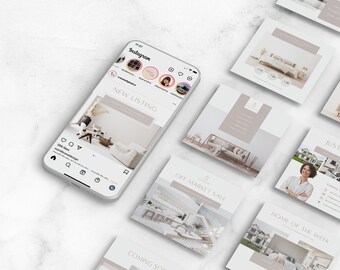 Harper Real Estate Instagram Post Templates: Holiday & New Year Edition (Canva Editable, Digital Download)