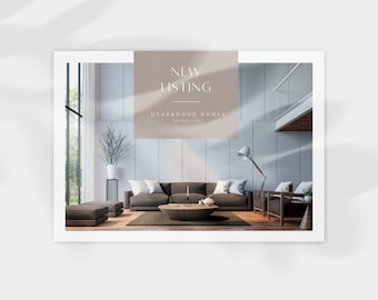 Harper Realtor Postcard Flyer: Minimalist Property Marketing, Canva Template (6x4in) (Digital Download)