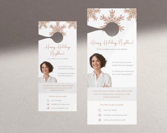 Holiday Realtor Door Hanger Template: Customizable Design (Digital Download)