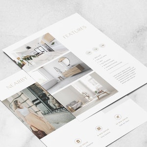 Harper Real Estate Feature Sheet Template: Modern Realtor Flyer (Canva Editable, 8.5x11, Digital Download)