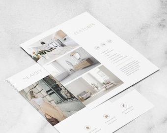 Harper Real Estate Feature Sheet Template: Modern Realtor Flyer (Canva Editable, 8.5x11, Digital Download)