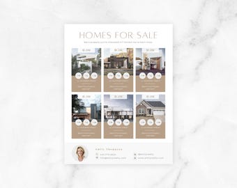 Realtor Flyer Template Canva | Real Estate Flyer Multiple Homes | Just Listed Flyer | Property Brochure 8.5x11 Editable