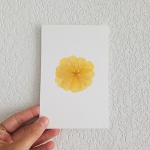 Carte fleurie Rose Jaune - Fait Main - Avec enveloppe