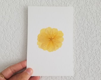 Biglietto floreale con rosa gialla - Fatto a mano - Con busta